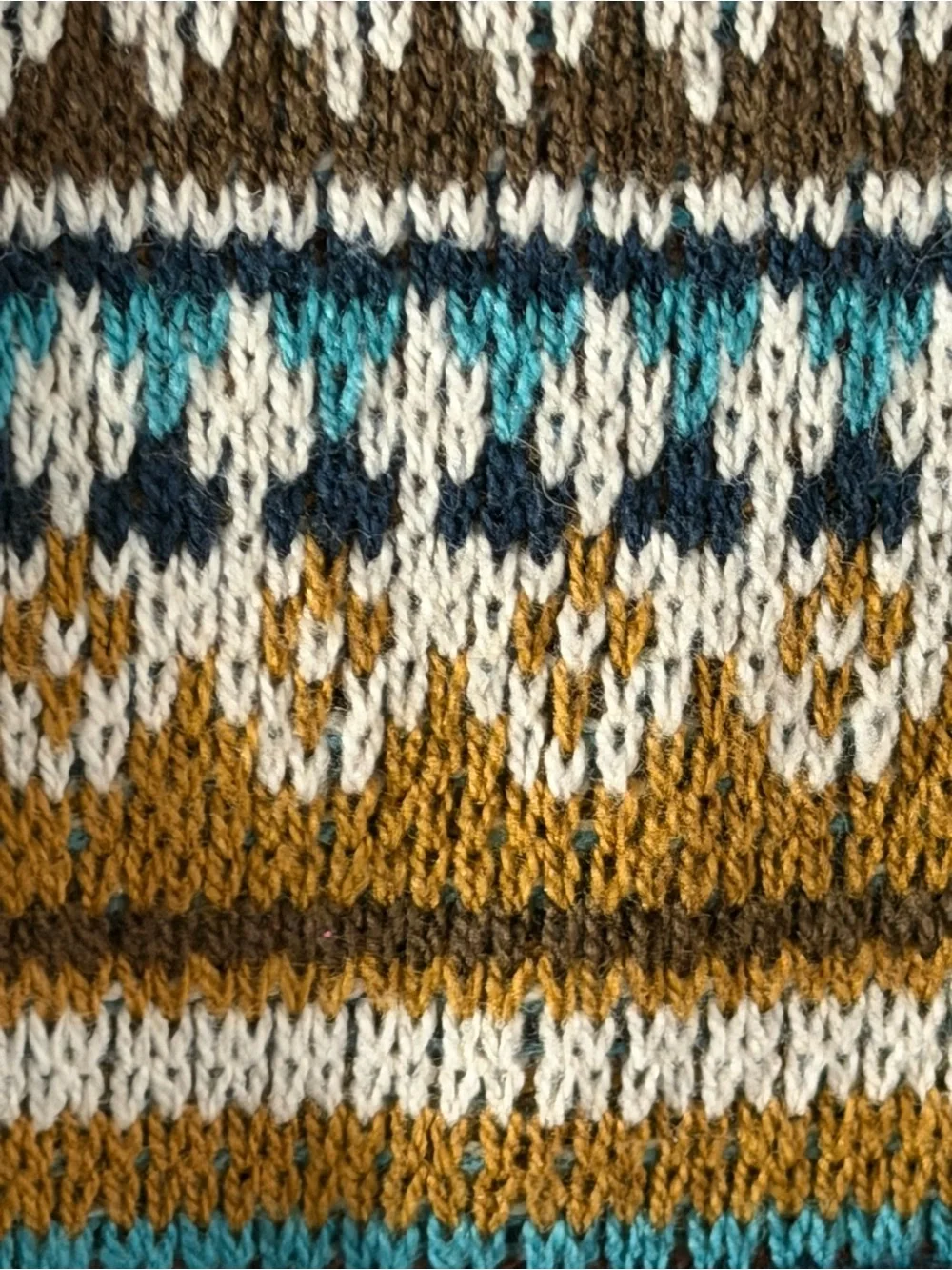 Goodfellow & Co Striped Fair Isle Sweater Vest in Cream, Teal & Brown